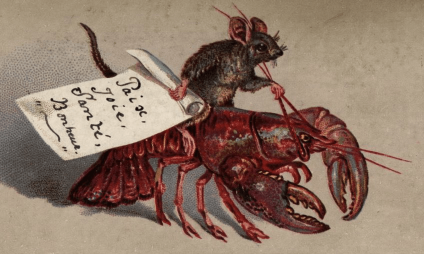 Just a mouse riding a lobster in the 19th century, nbd. (Hulton Archive/Getty Images) 

