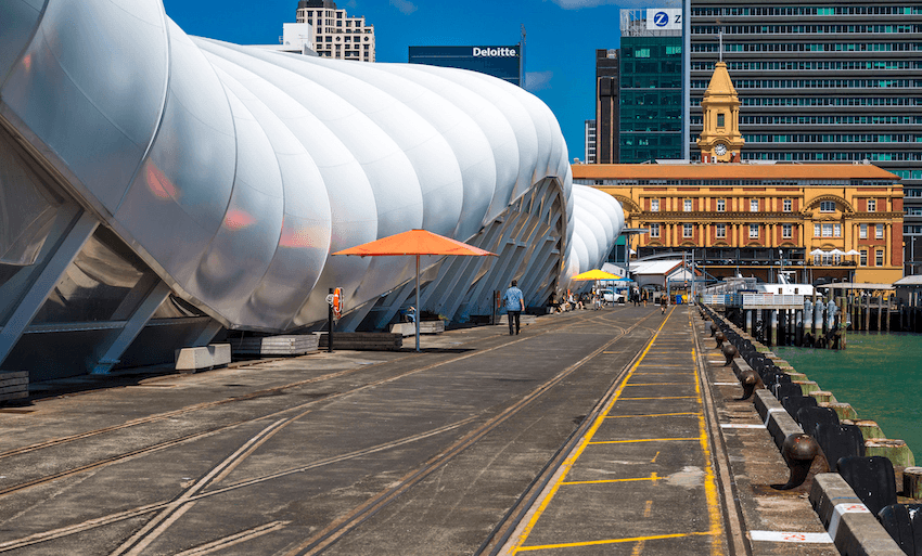 The western side of Queens Wharf, with the Cloud on the left and the Ferry Terminal building in the background. This space will soon be transformed into a new ferry terminal. Photo: Getty Images 
