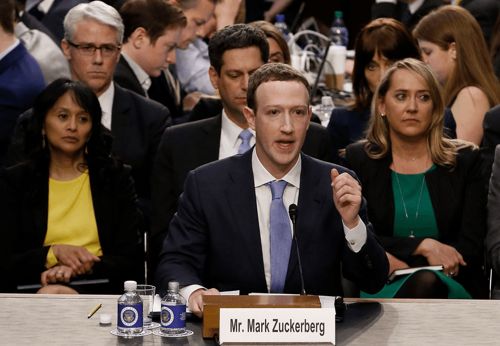 Facebook co-founder, Chairman and CEO Mark Zuckerberg testifies before a combined Senate Judiciary and Commerce committee hearing.  Zuckerberg, was called to testify after it was reported that 87 million Facebook users had their personal information harvested by Cambridge Analytica, a British political consulting firm linked to the Trump campaign. (Photo by Alex Brandon-Pool/Getty Images). 
