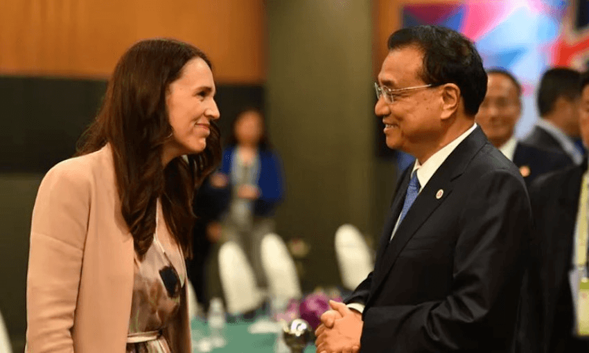 Prime Minister Jacinda Ardern meeting with the Premier of the State Council of the People’s Republic of China Li Keqiang during last year’s ASEAN summit. Image: Mick Tsikas, CC BY-ND 
