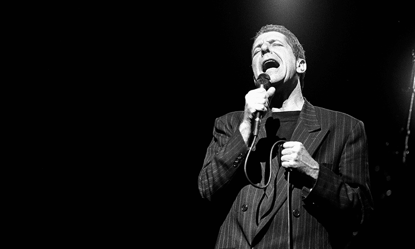 Leonard Cohen performs live at Het Muziektheater in Amsterdam, Netherlands on April 18 1988. Photo by Frans Schellekens/Redferns 
