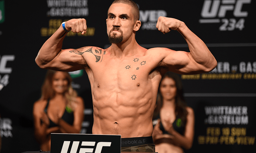 Middleweight champion Robert Whittaker hours before being pulled from UFC 234. Photo by Jeff Bottari/Zuffa LLC/Zuffa LLC via Getty Images.