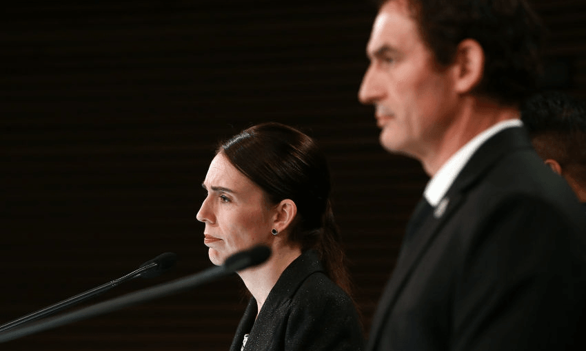 PM Jacinda Ardern and police minister Stuart Nash making the announcement on gun law changes, 22 March 2019 (Photo: Getty Images)  
