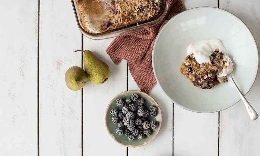 Blackberry and pear baked oats: breakfast of champions (Photo: Emma Boyd) 
