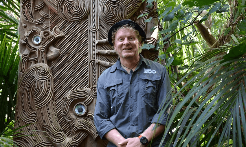 Brian Ireland in the Auckland Zoo’s Te Wao Nui trail (photo: Jane Healy/ Auckland Zoo).  
