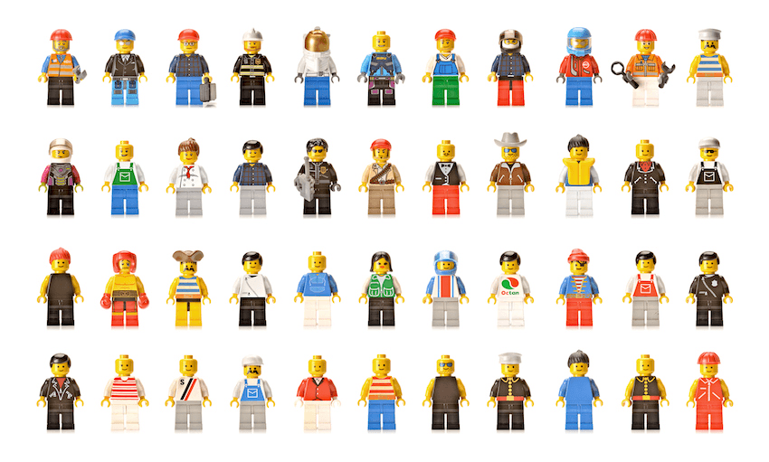 Lego figures in various workers’ uniforms. Photo: Getty Images 
