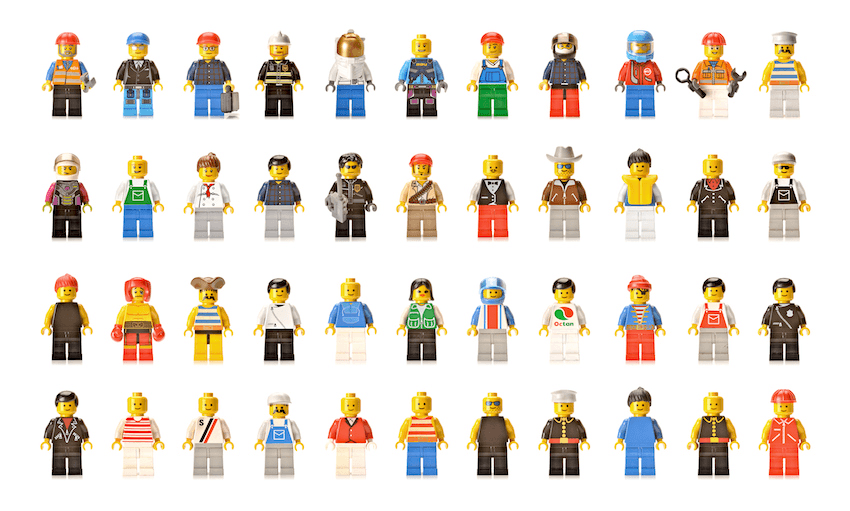 Lego figures in various workers’ uniforms. Photo: Getty Images