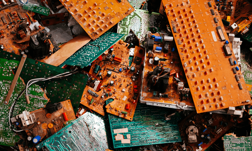 Waste printed circuit boards can be hazardous when left in landfill. Some are exported to smelters for burning, with greenhouse gases produced as a by-product. (Photo: Getty) 
