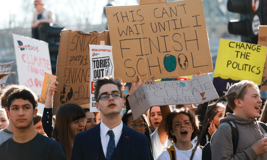A strike demanding climate change action in central London. (photo by Kristian Buus/In Pictures via Getty Images)