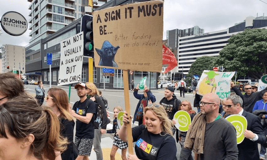 Primary teachers strike Photo: RNZ / John Gerritsen