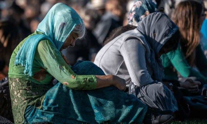 Mourners in Christchurch at a vigil for those killed in the mosque attacks, on March 24, 2019 (Photo: Carl Court/Getty Images)  
