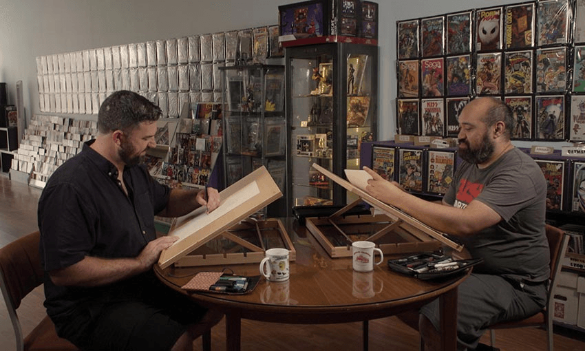 Two Sketches episode 1: Toby Morris chats and draws with Michel Mulipola 
