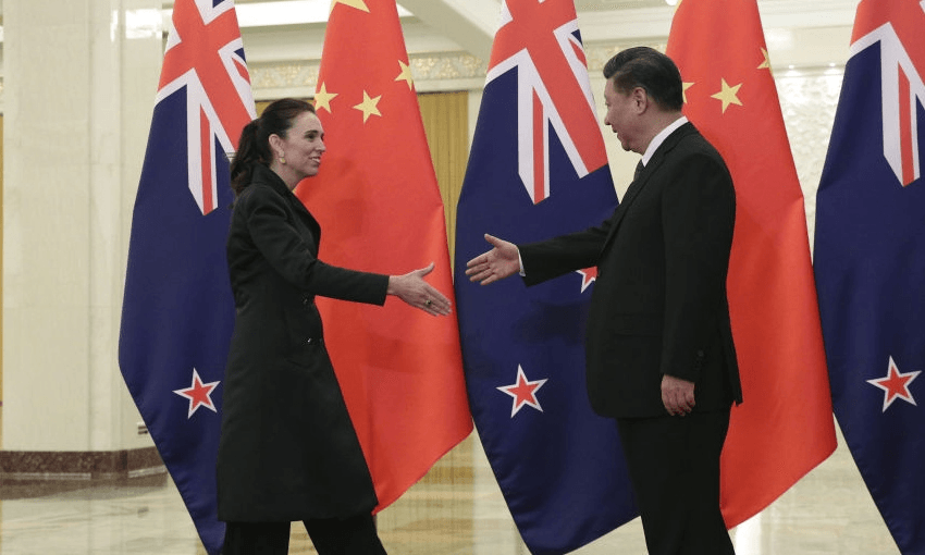 PM Jacinda Ardern meets Chinese President Xi at the Great Hall of the People on April 1, 2019 in Beijing, China. (Photo: Kenzaburo Fukuhara/Getty Images) 
