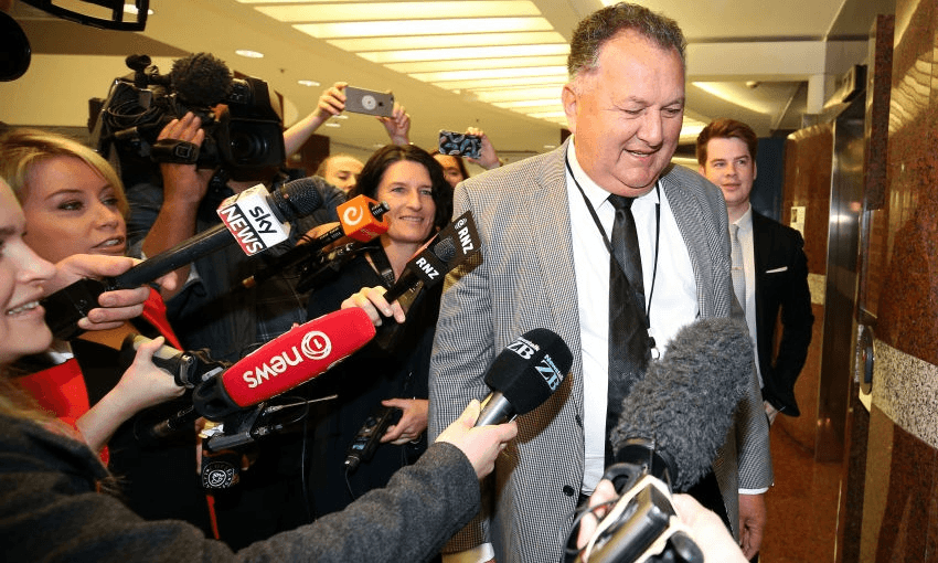 Shane Jones finishing up a press conference at parliament last year (Photo: Getty Images) 
