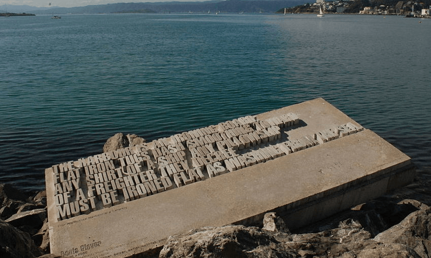 Denis Glover on the Wellington waterfront. Photo: Karora 
