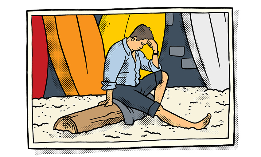 David Cunliffe on his log. Illustration: Toby Morris 
