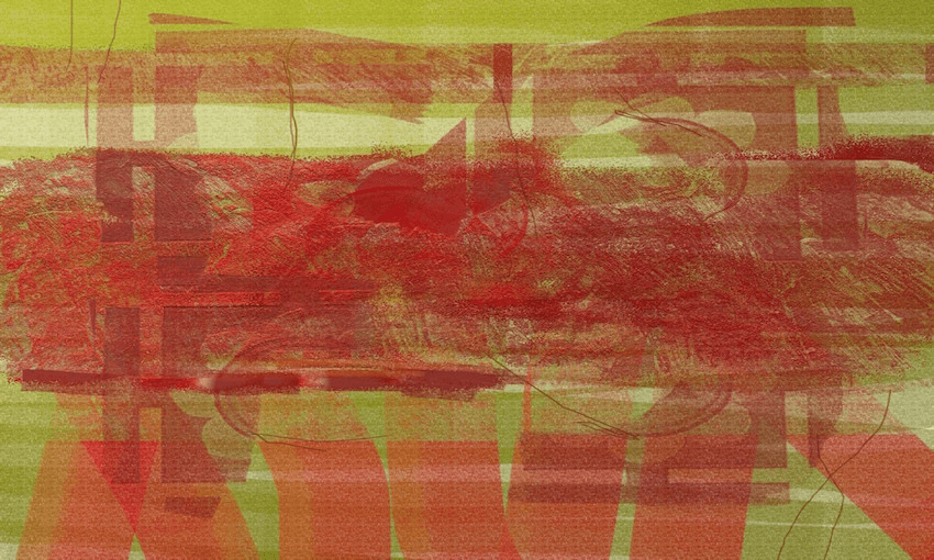 abstract red lime green 
