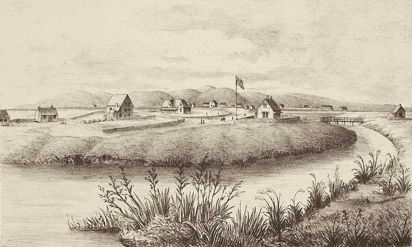 The Canterbury colony of Christchurch, 1852. Image: Alfred Charles Barker