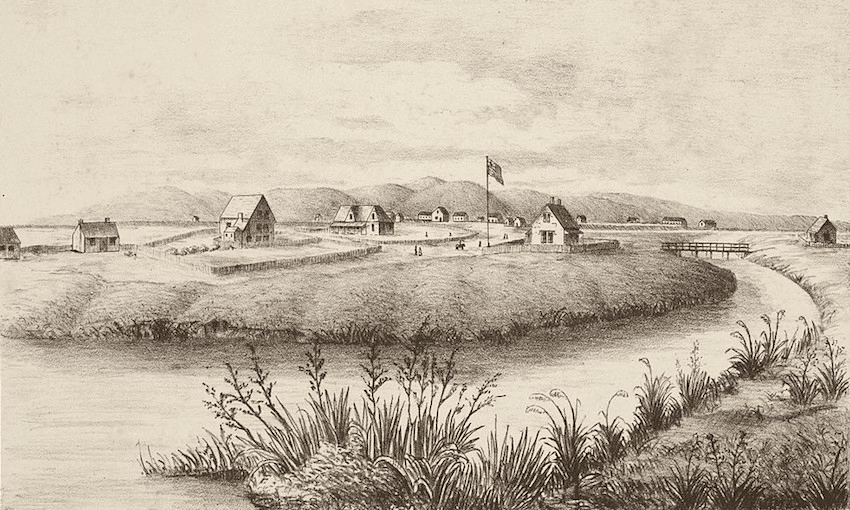 The Canterbury colony of Christchurch, 1852. Image: Alfred Charles Barker 
