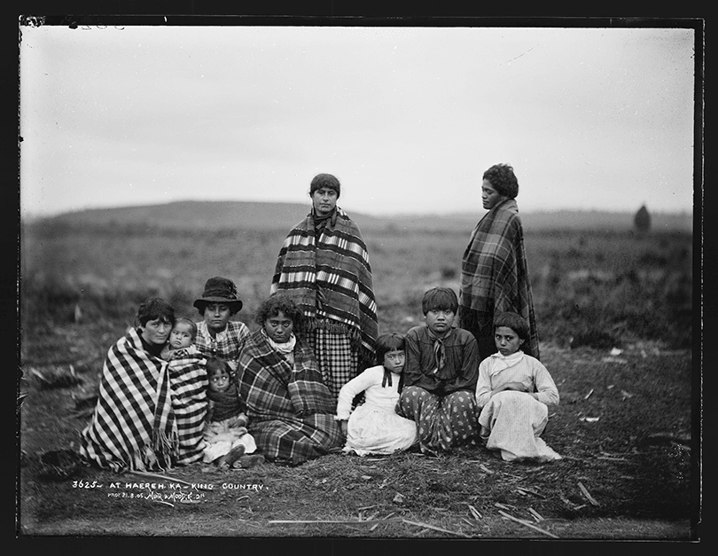 The New Zealand Wars condemned generations of Māori across much of the country to lives of poverty, destroying the economic infrastructure and wealth generated and accumulated previously. These women and children were photographed in the King Country in the late 19th century (Photo: Alfred Burton, Museum of New Zealand Te Papa Tongarewa, C.010034) 
