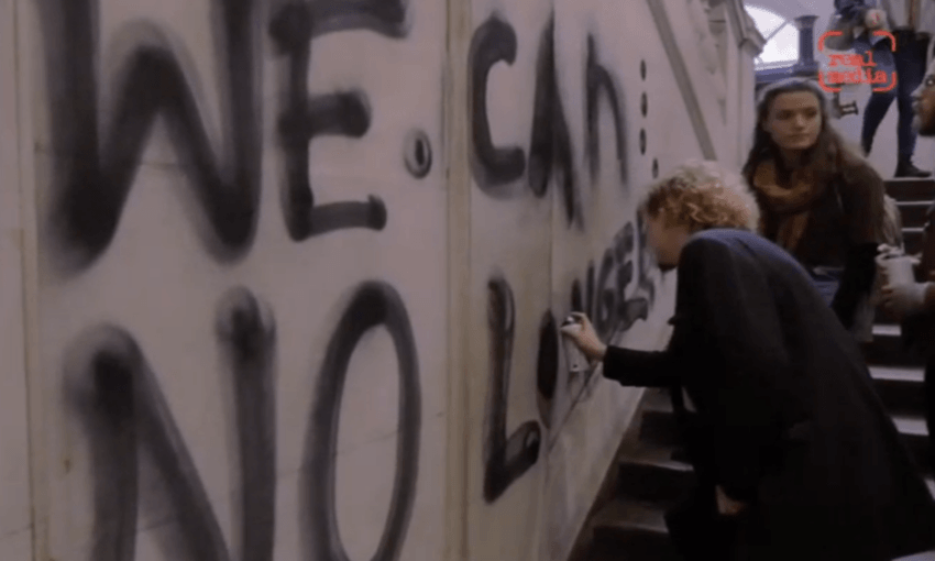 The action at Kings College. Photo: screengrab