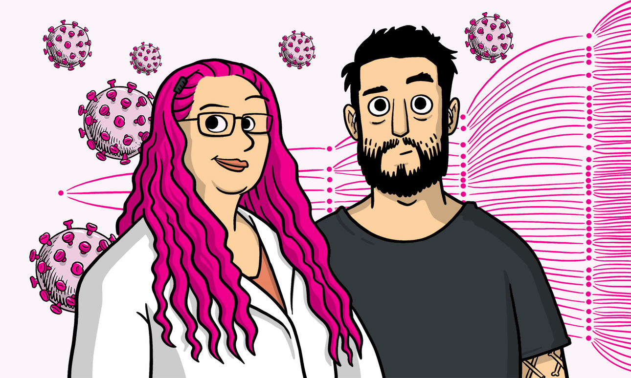 Siouxsie Wiles: ‘Working with cartoonist Toby Morris has turned into the most productive and impactful collaboration of my career’. Illustration: Toby Morris 
