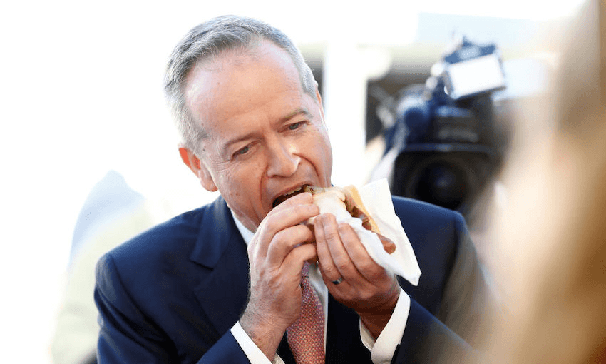 Former leader of the Opposition Bill Shorten enjoys a democracy sausage on May 18, 2019 in Melbourne, Australia. (Photo by Ryan Pierse/Getty Images) 
