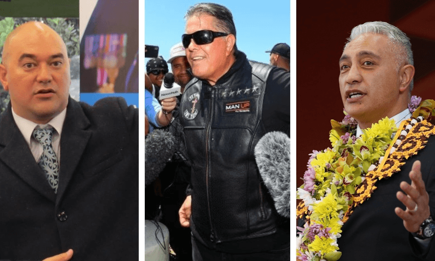 From left: New Conservative deputy leader Elliot Ikilei, Destiny Church’s Bishop Brian Tamaki, and National MP Alfred Ngaro (Images: Facebook and Getty Images)  

