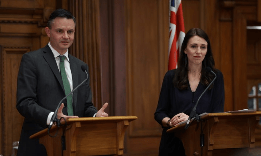 Climate change minister James Shaw and PM Jacinda Ardern (Phil Smith / Radio NZ) 
