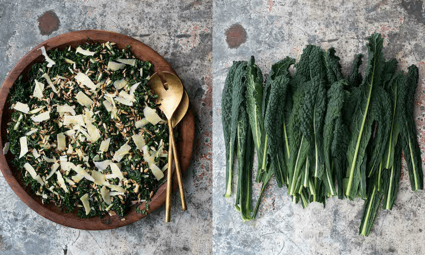 Cavolo nero stars in a hearty salad with apple, sunflower seeds and parmesan (Photo: Emma Boyd) 
