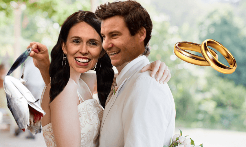 Jacinda Ardern and Clarke Gayford getting marriage in this photograph sent to us from the future 
