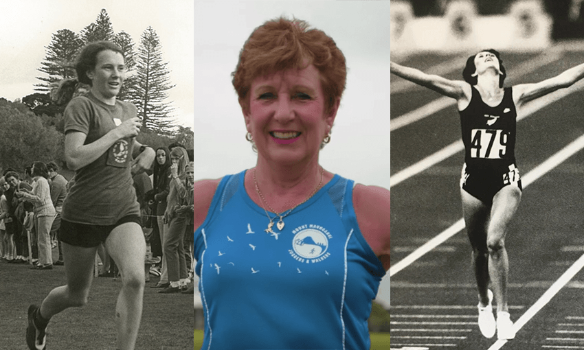 Anne Audain today, centre, and at the peak of her athletics career 

