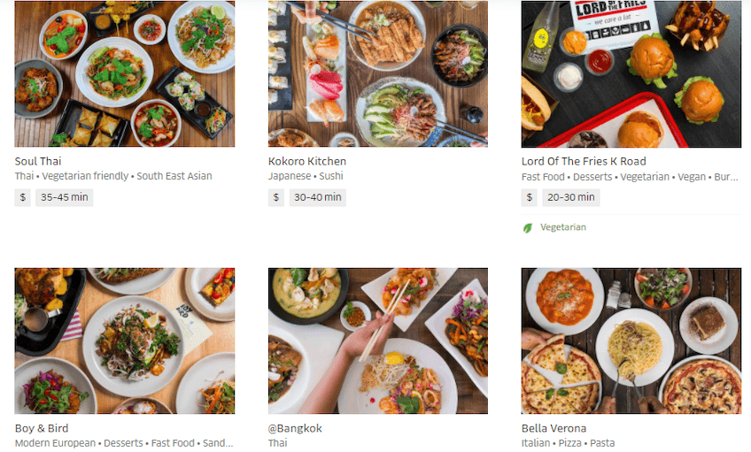 Auckland Uber Eats order page