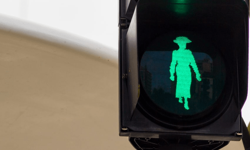 A KATE SHEPPARD CROSS LIGHT IN WELLINGTON. PHOTO: PARLIAMENT.NZ 
