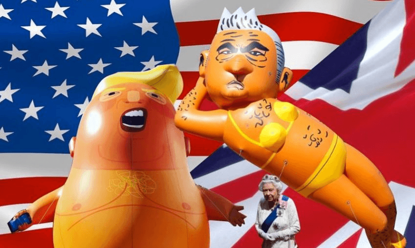 The great inflatables: Donald Trump and Sadiq Khan, feat The Queen