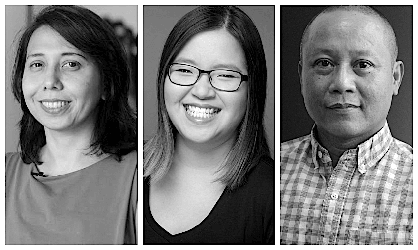 From left: Magdalene’s Devi Asrami, New Naratif’s Kirsten Han and Frontier Myanmar’s Sonny Swe (images: supplied)
