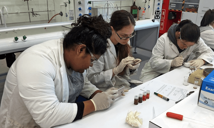 Students at DiscoveryCamp at Otago University in 2019. Photo: Supplied. 
