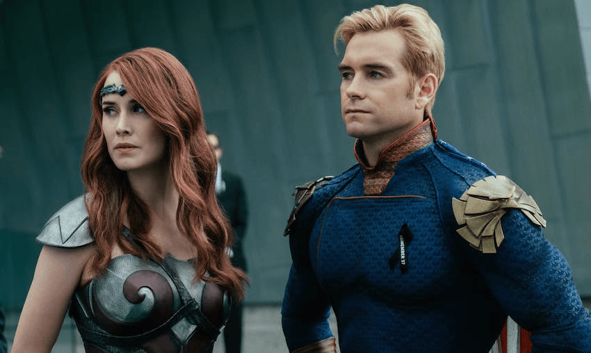 Dominique McElligott and Antony Starr star in The Boys, the new superhero show from Amazon Prime.