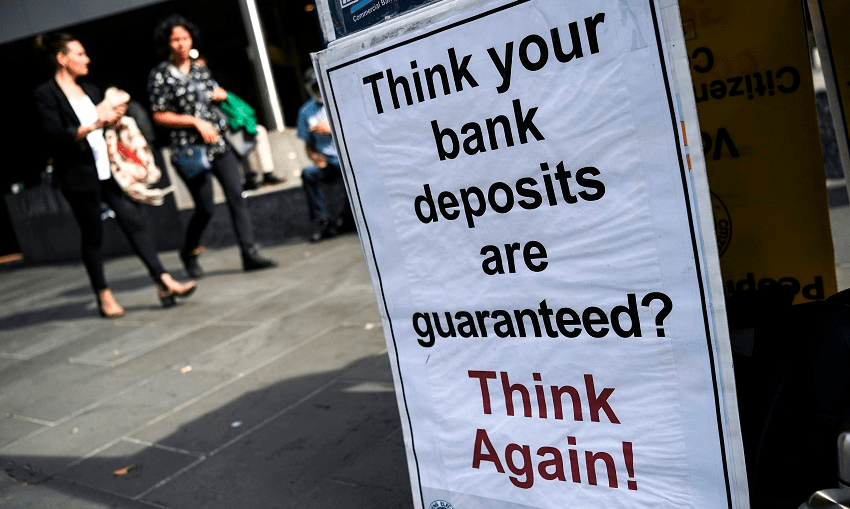 A placard outside Australia’s Royal Commission which investigated misconduct in the banking sector. (Photo: Getty.)