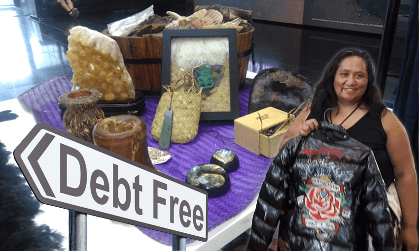 Jacquilin Tuatara with her XJ-Shed pop up store. Image: Teuila Fuatai