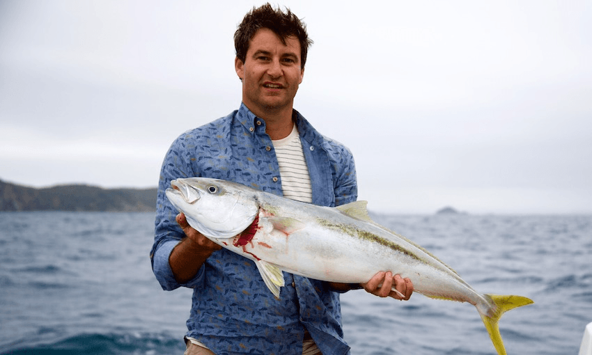 Clarke Gayford and a haku (photo: Simon Day).