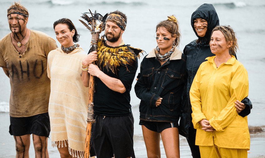 Team Kahu looking wet on TVNZ’s Celebrity Treasure Island. 
