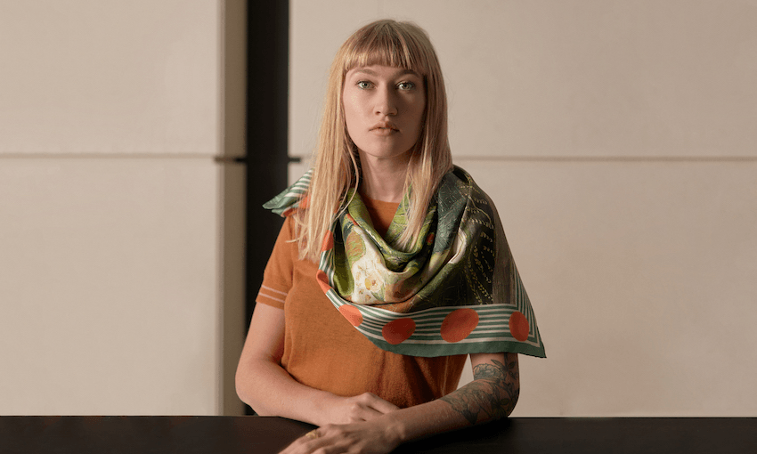 Emma McIntyre photographed in Frances Hodgkins: Framed by Karen Walker, 2019.