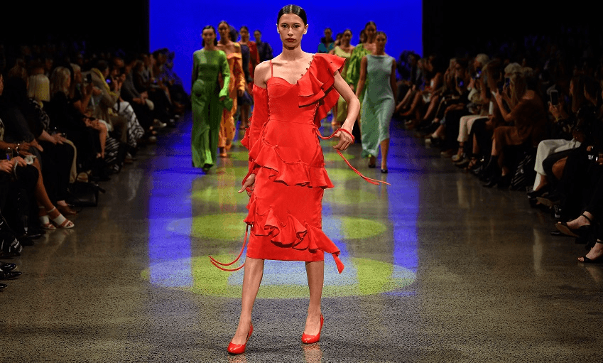A model walks the runway at a show during New Zealand Fashion Week 2018. (Photo: Stefan Gosatti/Getty Images) 
