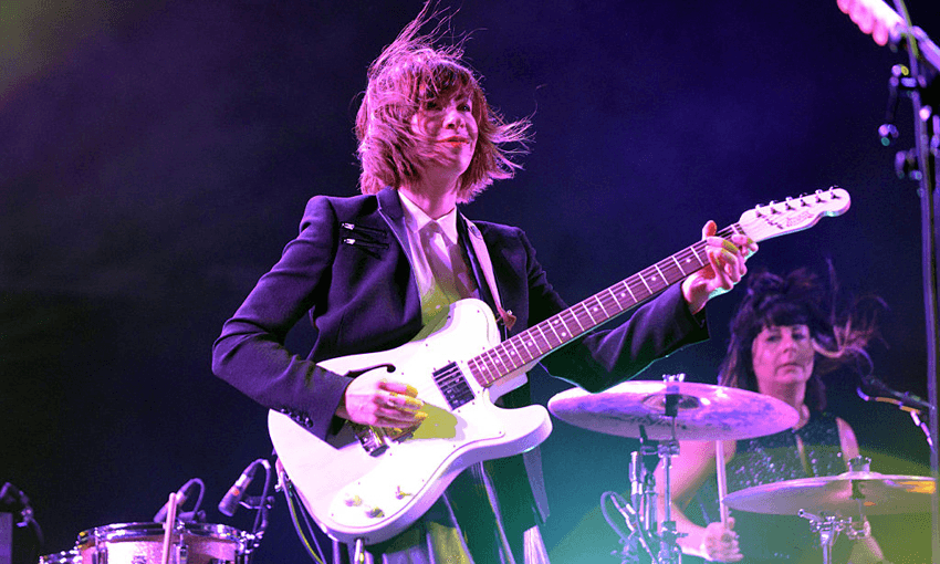 Carrie Brownstein and Janet Weiss performing at the 2015 Sasquatch! Music Festival in May 2015 (Photo: Tim Mosenfelder/Getty Images) 
