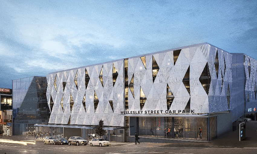 An artist’s impression of the Les Mills car park on Wellesley St, Auckland, currently under construction.