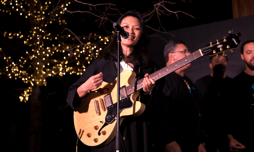 Bic Runga performing ‘Haere Mai Rā’ at the Waiata/Anthems launch in September.