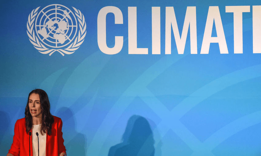 Prime Minister of New Zealand Jacinda Ardern speaks at the Climate Action Summit at the United Nations on September 23, 2019 in New York City.  (Photo by Stephanie Keith/Getty Images) 
