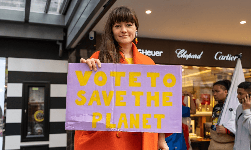 EMMA MCINNES AT THE CLIMATE STRIKE MARCH IN AUCKLAND. PHOTO: RYAN MEARNS
