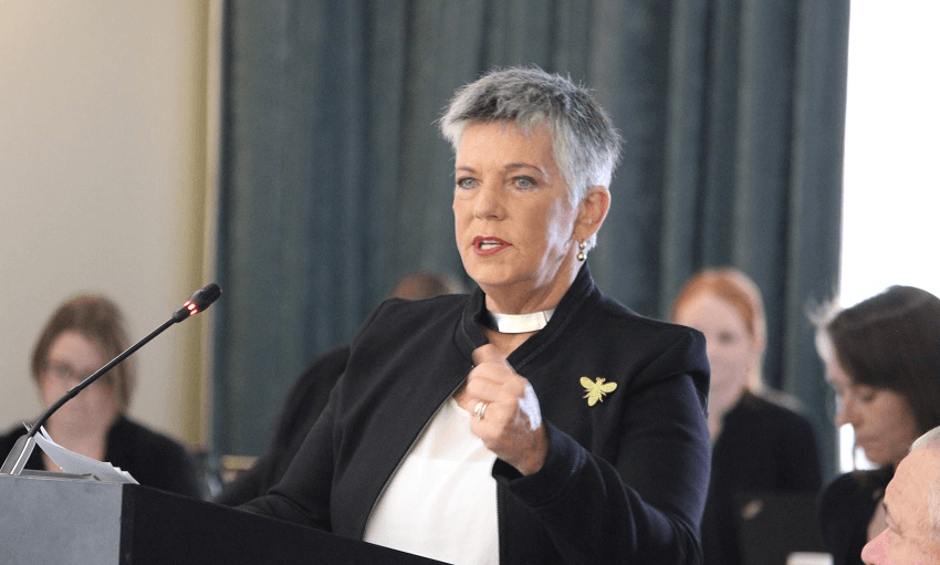 PENNY HULSE DELIVERS HER VALEDICTORY SPEECH 
